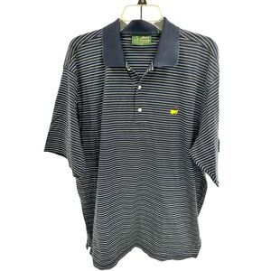 Amen Corner Masters Golf Polo Shirt‎ Mens XL Navy Blue Striped Pima Cotton Logo